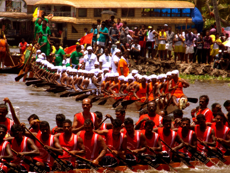 La course de bateau Snake boat pour le Nehru trophy de Allepey 